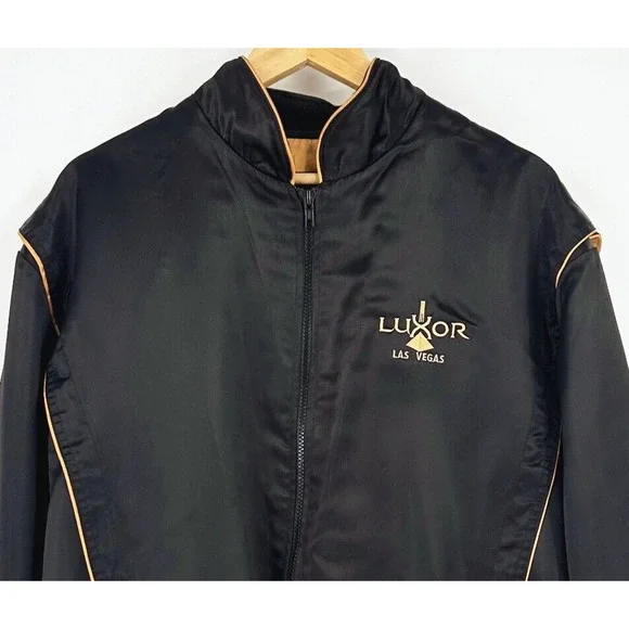 VTG M.A.P 80s Satin Bomber Luxor Las Vegas XL Jacket Zip Made In USA Embroidered